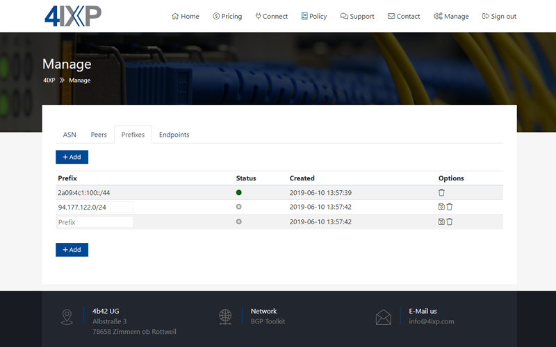 IXP Manage IPv4 and IPv6 Prefixes IXP Manage IPv4 and IPv6 Prefixes